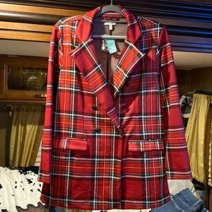 Maurice’s blazer red black and white